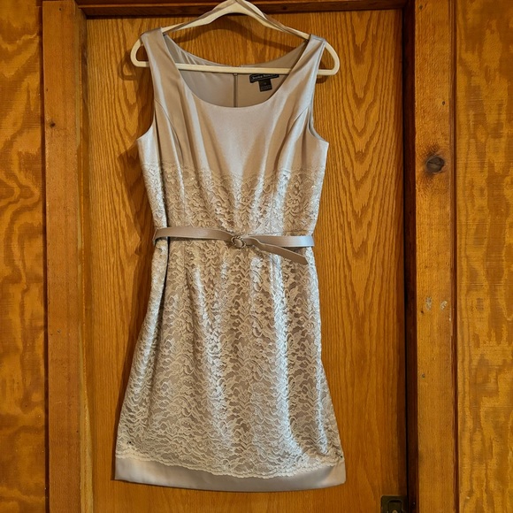 NWT Jessica Howard Tan Metallic Lace Cocktail Dress 12 - Picture 8 of 12